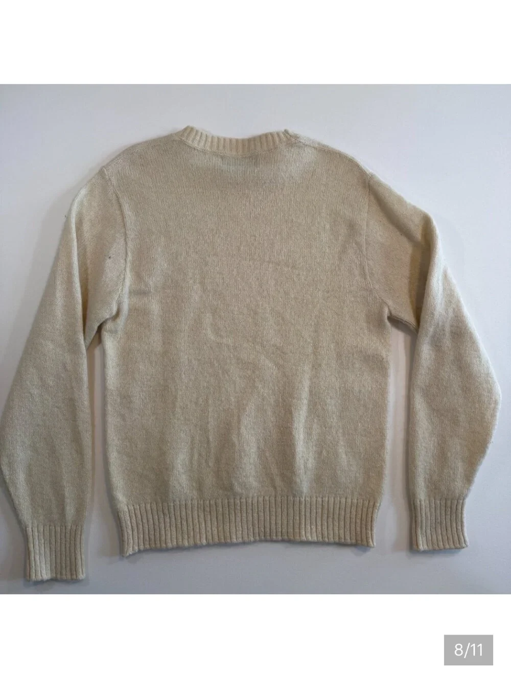 Vintage ROBERT BRUCE Ivory Cream Wool CrewNeck Sweater Large ( fits like medium)